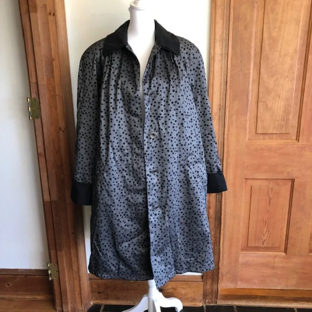 RALPH LAUREN Polka Dot Swing Coat with Removable Wool Lining Vintage